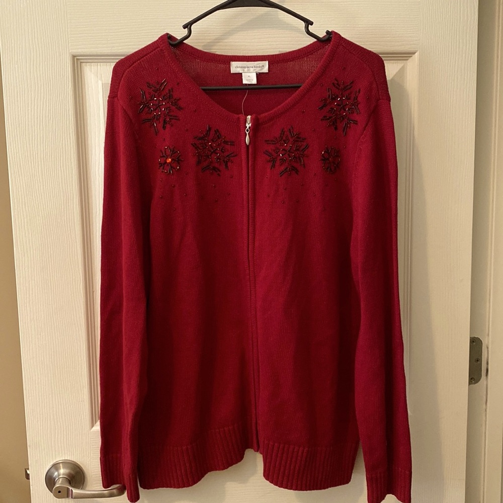 Burgundy Full Zip Sweater